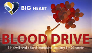 BIG HEART Blood Drive display